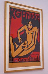 Un manifesto realizzato da Ernst Ludwig Kirchner per Die Brücke. Avanguardia. Una mostra alla Kunstbibliothek